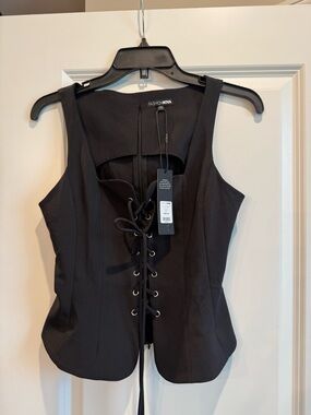 Fashion Nova Black Lace-Up Corset Top with Tag